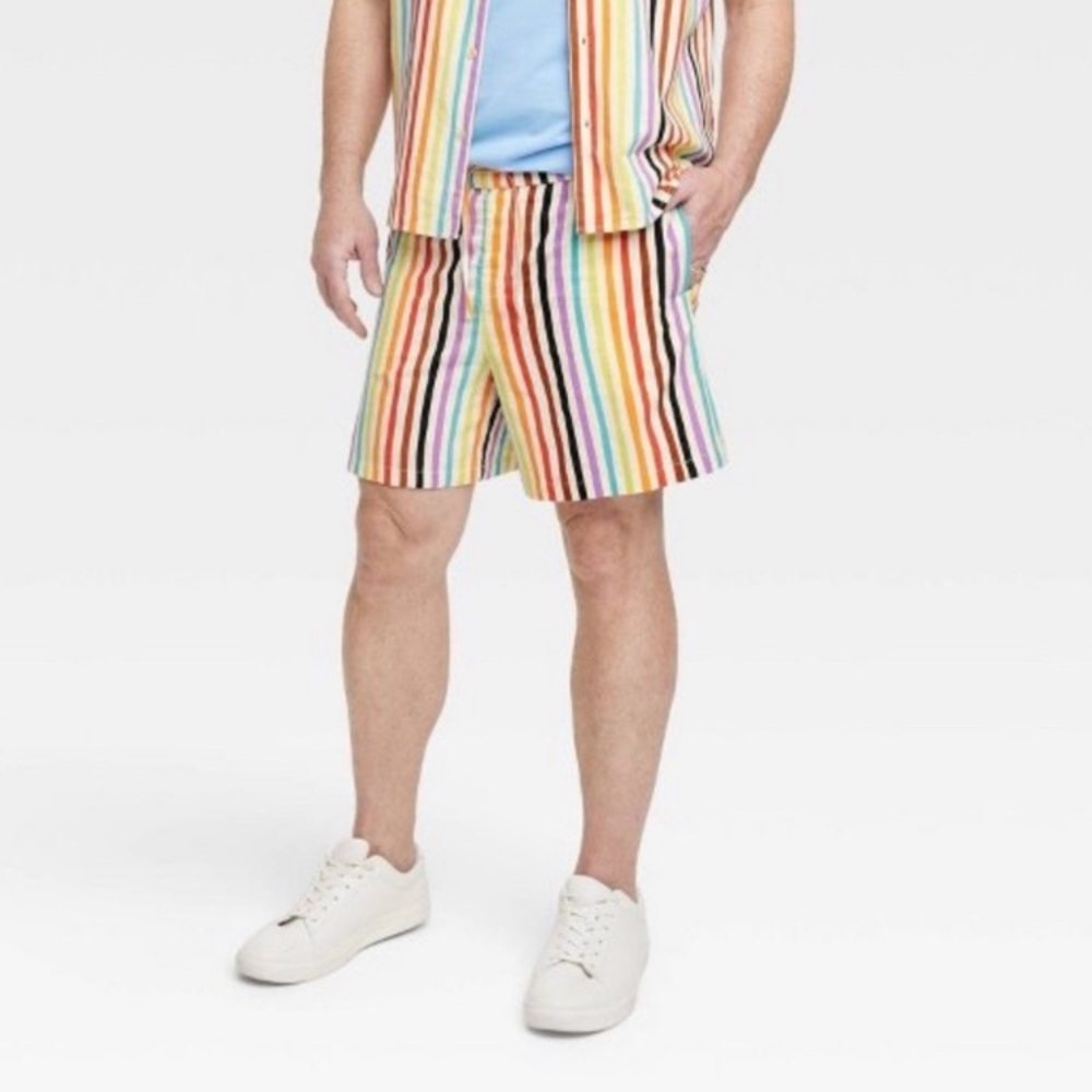 NWT Target Pride Collection Adult Rainbow Athletic Shorts Striped